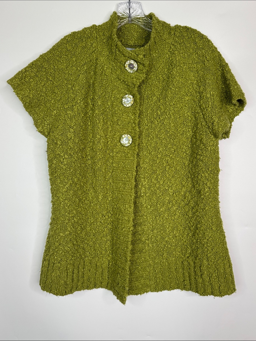 Kintamani By Wind River Green Button Short Sleeve Button Sweater XL